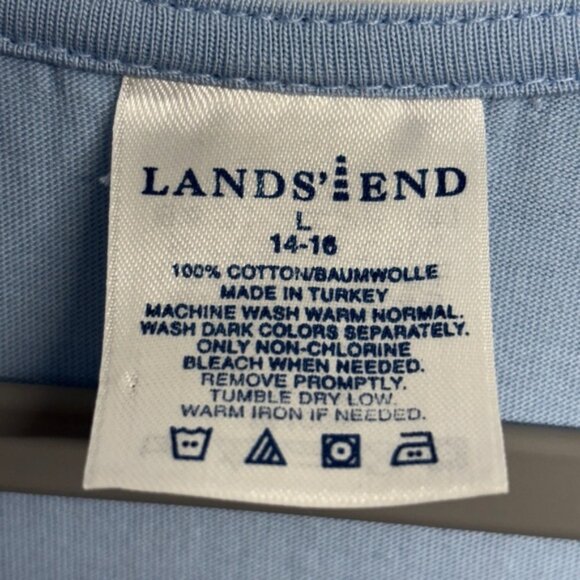 Land's End Cotton Robe Nightgown SET Blue L 14-16 Midi - Picture 3 of 8